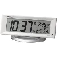リズム(RHYTHM) シチズン 置き時計 目覚まし時計 電波時計 デジタル ライト 温度 湿度 カレンダー 白 8.8x20.9x6.5cm 8R | フィルパシオヤフーショップ