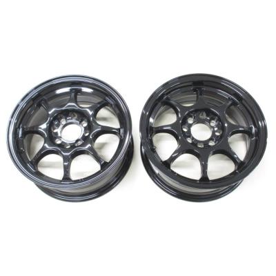 ブラックレーシング タイヤ付き14インチ PCD100 6J 4穴 新品 タイヤ付 軽四 サイズ フォーカスレーシング 黒 14インチ