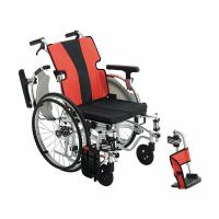 アズワン(AS ONE) 軽量簡単モジュール車椅子 自走式 レッド MEF-22 | ファーストヤフー店