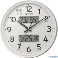 ■RHYTHM 電波 壁掛け時計(アナログ表示) 温湿度計付き カレンダー 連続秒針 白 Φ350×52mm 8FYA03SR03(1578319) | ファーストヤフー店