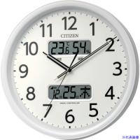 ■シチズン 電波時計 壁掛け時計 温湿度計付き カレンダー付 連続秒針 白 Φ350×56mm 8FYA06003(6892333) | ファーストヤフー店