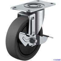 ■ユーエイ プレート式 自在 キャスター エラストマー 車輪径100mm ストッパー付き SILENTタイプ SFHG−DS型 取付寸法82×40 SFHG100SELDS(8093602) | ファーストヤフー店