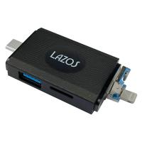 マルチカードリーダー USB3.0対応 iPhone PC Androidスマホ対応 LAZOS Lightning/Type-C/USBプラグ/SD/microSDスロット搭載 ブラック L-MCR-L ◆メ | 風見鶏