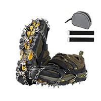 szlzhsm Crampons Universal Flexible Anti-Slip Ice Grips Snow Traction Cleats Ice Spikes Crampon with Stainless Steel Chain for Climbing Hiking 