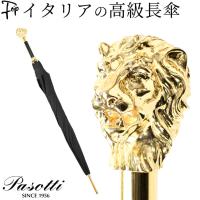 長傘 メンズ 定年 退職 ジャンプ式 紳士用 雨傘 かっこいい 傘 8本骨 ライオン ゴールド ブラック 黒 ハンドル アニマル ヘッド パソッティ PASOTTI