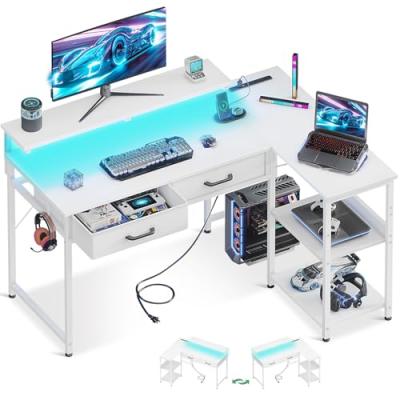 AODK L字デスク ゲーミングデスク パソコンデスク 100cm幅 コンセント