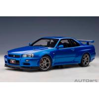 新品 77408 オートアート 1/18 日産 スカイライン GT-R （R34） Vスペック 2 （ベイサイドブルー） ※再生産価格変更 | ブーストギア ヤフー店