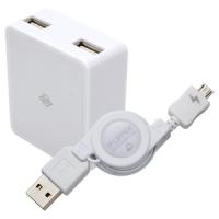 USB 2ポート充電器 USBケーブルセット　PLANEX UFS-ARB-W3-WH【メール便B利用可】 | フジラタYahoo!店
