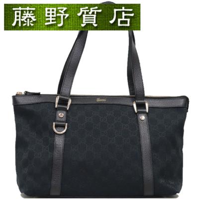 GGキャンバス グッチ GUCCI アビー トートバッグ レザー 黒