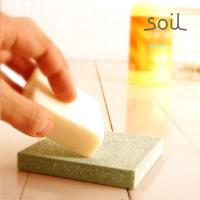 「soil」角型ソープディッシュ（グリーン）【ソイル 石けん皿 ソープトレー 珪藻土 イスルギ 石鹸置き】 | お風呂のソムリエSHOP!