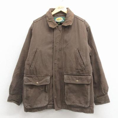 XL/古着 カベラス 長袖 ジャケット メンズ 00年代 00s ダック地 襟レザー コットン こげ茶 内側キルティング【spe】 26jan17 XL/古着 カベラス 長袖 ジャケット メンズ 00年代 00s ダック地 襟