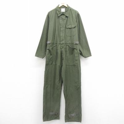 古着 長袖 ミリタリー ツナギ メンズ 90年代 90s 大きいサイズ コットン USA製 濃緑 グリーン spe W40 中古 オールインワン ボ 中古 古着 W40/古着 長袖 ミリタリー ツナギ メンズ 90s 大きいサイズ コットン