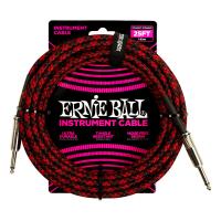 ERNIE BALL 6398 25 BRAIDED STRAIGHT / STRAIGHT INSTRUMENT CABLE - RED BLACK ケーブル〈アーニーボール〉 | 楽器de元気