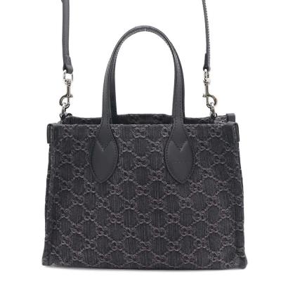 GUCCI デニム トートバッグ ネイビー/ブラック レシートあり