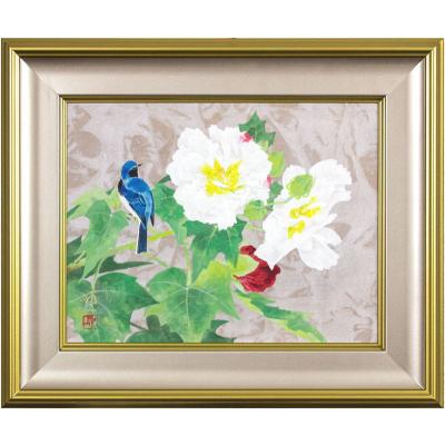 日本画　後藤順一　月光椿　絵画　花　鳥　シマエナガ 日本画 後藤順一 月光椿 絵画 花 鳥 シマエナガ 新 モデルホビー・楽器