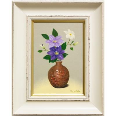 油彩画 花 ピンク ダークグリーン アジサイ マジカル グリーンファイヤー 5号○ピンクグリーン秋色