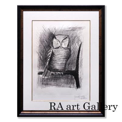 ベルナール・ビュッフェ ふくろう The Owl 動物画 作家直筆サイン 限定  