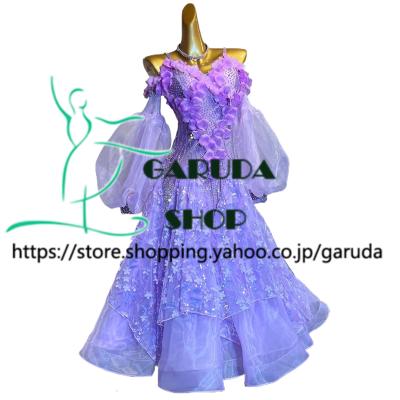 お値下げ✩社交ダンス スタンダードドレス モダン スタンダードドレス WS0673D ブラック M 社交ダンス モダン