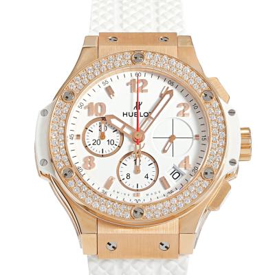 純正本物　銀座店購入　Hublot ビッグバンホワイトラバーベルト ウブロビッグバン アエロバン オールホワイト ベゼルダイヤ