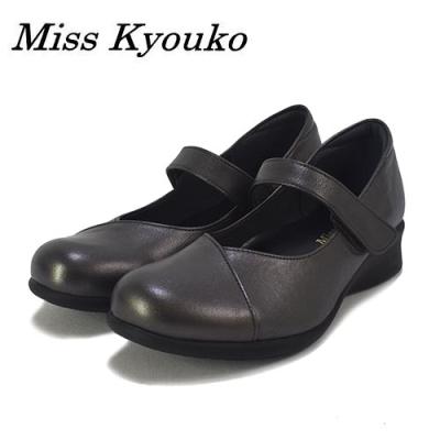 【新品】Miss Kyouko Vカットストラップパンプス ミスキョウコ]Vカットストラップパンプス 4E 109374 ブラック