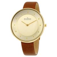 SKAGEN スカーゲン Gitte Leather SKW2138 gold leather ゴールド・ブラウンレザー レディース腕時計 | gifttime