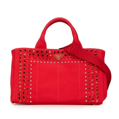 プラダ　カナパ　ビジュー　バッグ PRADA(プラダ) カナパ トートPM ビジュー付き ブラックデニム