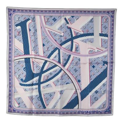 極美　LOUIS VUITTON ヴィトン　大判スカーフ　シルク　シルバー系 LOUIS VUITTON シルク スカーフ ツィリー 絹 高級ブランド 黒 白