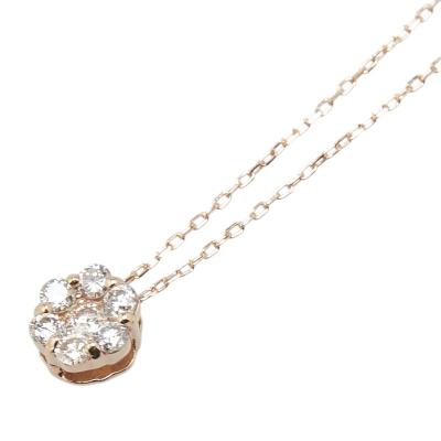 K18PG ピンクゴールド ダイヤ0.20ct ペンダントネックレス レディース  