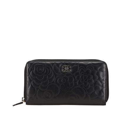 【極美品】シャネル ニューカメリア スタッズ ココマーク 長財布 ネイビー CHANEL シャネル カメリア ココマーク 長財布（小銭入れあり