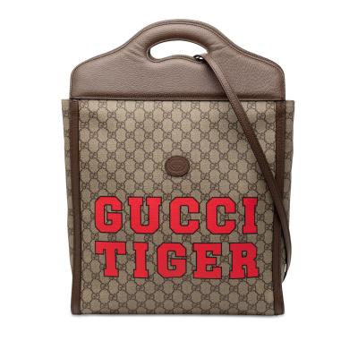 【美品】GUCCI レザー GGスプリーム ハンドバッグ ブラウン イタリア製 GUCCI（グッチ） GGスプリーム トートバッグ ショルダーバッグ 2WAY