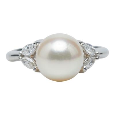 Pt900 プラチナ アコヤパール9.1mm ダイヤ0.23ct リング 指輪