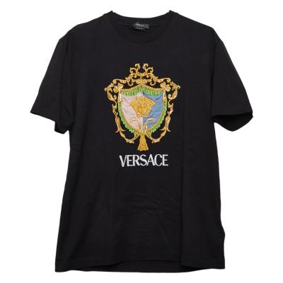 ヴェルサーチェ メデューサ Tシャツ サイズM ブラック マルチカラー コットン スパンコール メンズ VERSACE 【中古】 ヴェルサーチェ メデューサ Tシャツ サイズM ブラック マルチカラー