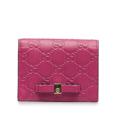グッチ♡ピンク二つ折りさいふ GUCCI グッチ 二つ折り財布 レディース スクリプト ミニ