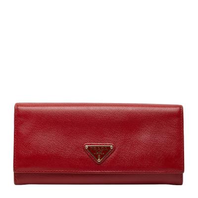 プラダ 三角ロゴプレート 長財布 1MH132 サフィアーノレザー レディース PRADA 【228-57851】 PRADA（プラダ） 三角ロゴプレート 長財布 1MH132 レッド サフィアーノ