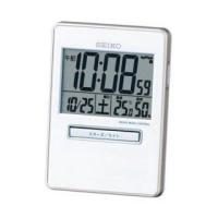 目覚まし時計 トラベラ 白 電波時計 デジタル アラーム カレンダー 温度計 湿度計 スヌーズ　セイコー SEIKO | ぎおん