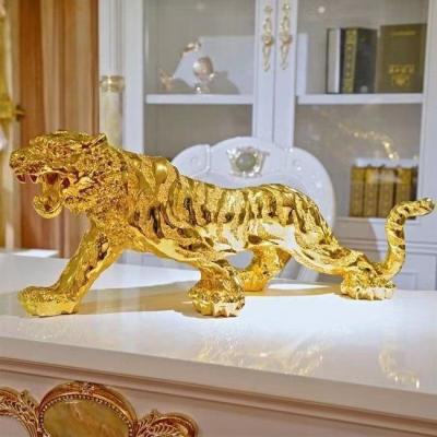 虎様　お取り置き専用 寅 虎 とら 樹脂製置物 福虎旺財 台座付き 金色 十二支 21cm