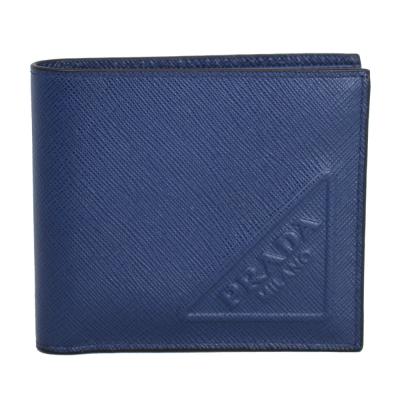 プラダ　二つ折り　財布　メンズ　美品　PRADA ネイビー　単色　無地　シンプル