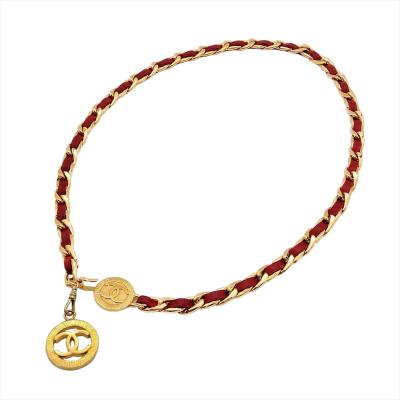 CHANEL シャネル ココマーク レザー ベルト レッド ゴールド レディース シャネル CHANEL ココマーク 30/75 レザー ベルト ブラウン