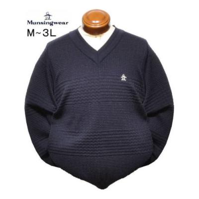 マンシングウェア　プルオーバー　ウール　ニット　ゴルフ　セーター　黒　トレーナー Munsingwear ゴルフ メンズセーター、トレーナー｜メンズウエア