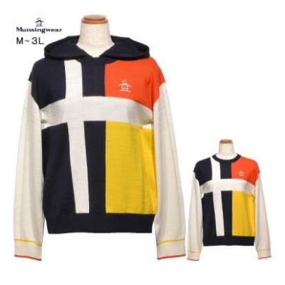 美品】Munsingwear フード付きセーター 3L グレー/ホワイト マンシング