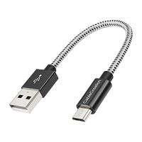 Micro USBケーブル, CableCreation USB 2.0 to Micro USB 高速充電 Micro B 編組ケーブル ブラック＆ホワイト/ 0.15m | グッドディール
