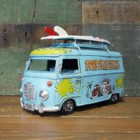ヴィンテージ バス フォトフレーム 自動車 インテリア サーフ ワーゲンバス ブルー ブリキのおもちゃ | アメリカン雑貨のグッズファーム