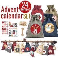 【24点セット】アドベントカレンダー セット クリスマス クリスマスツリー 小物 小袋 飾り アドベンド ツリー オーナメント ガーランド タペストリー  装飾