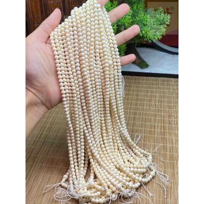 天然マンモス牙美しい手作り彫刻5mmカレー色丸珠首掛ブレスレット