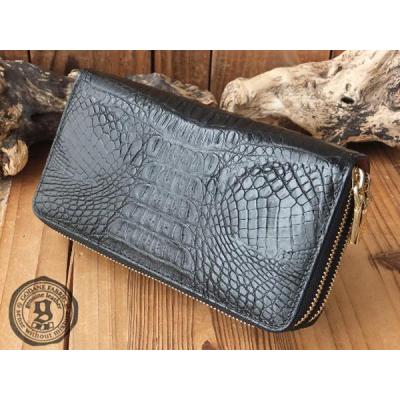 ゴダン GODANE ブラックレザーエンボス長財布 ダブルファスナー