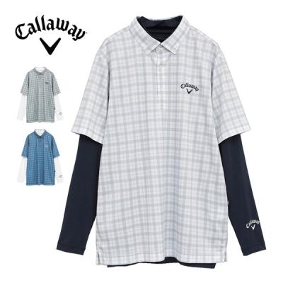 Callaway - coco 中古 キャロウェイ Callaway メンズ 半袖ポロシャツ M 白/紺 チェック 長袖インナー付き 中古 メンズ キャロウェイ Callaway 半袖ポロシャツ M 白×紺