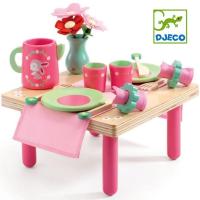 DJECO ジェコ 木のおもちゃ リリローズランチセット おままごとセット テーブル 食器 ピンク かわいい 木製玩具 