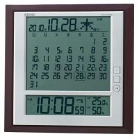 セイコー クロック 掛け時計 置き時計 兼用 月めくりカレンダー 電波 デジタル 六曜 温度 湿度 表示 茶 メタリック SQ421B SEIKO | ジーエスショップ