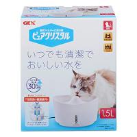 GEX ピュアクリスタル ホワイト 静音 軟水化フィルター1枚付き 下部尿路の健康維持 フィルター式給水器 猫用 1.5L | ジーエスショップ