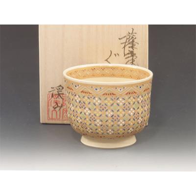 薩摩焼　白薩摩　龍貼り付け　振出　合わせ箱　V　R7395 薩摩焼 白薩摩 龍貼り付け 振出 合わせ箱 V R7395 （薩摩焼 白
